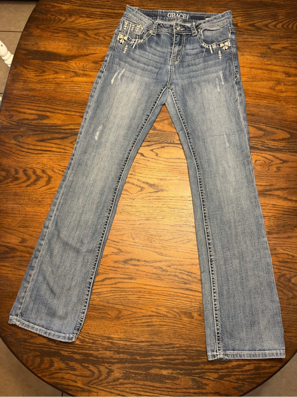 Grace in La Women's Easy Fit Jeans Size 27 Embroidered